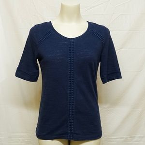 Navy Blue Artisan Crafted by Democracy Boho Blouse